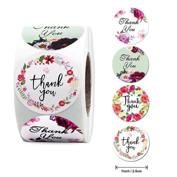 sticker Other - 500 thank you stickers floral small business | 1 inch round NEW (variety…